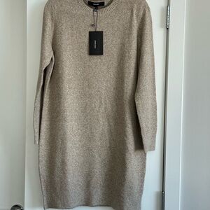 Vero Moda Beige Long Sleeve Sweater Dress